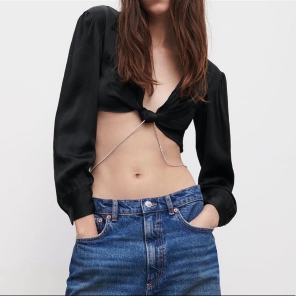 Zara jewel trim crop top